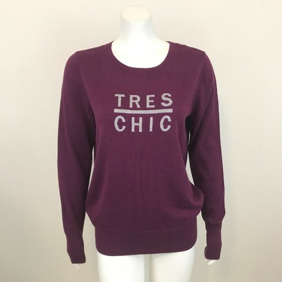 Halogen Tres Chic Purple Long Sleeve Sweater L